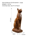 Large Egyptian cat statue with faux wood finish and Bastet goddess carvings, 37.5cm tall - 37.5x19x12.5cm / Wood Tone Large