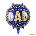 Blue 18-inch round foil balloon with Happy Father's Day Dad text and colorful dots - 18 Inch Gold DAD Father's Day Round