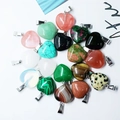 Collection of 15mm heart-shaped natural stone pendants in various colors and textures - Mixed Colors Random