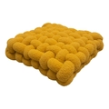 Square woven yellow lamb wool cushion made with chunky teddy fleece for sofa decor - Turmeric