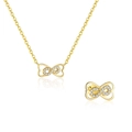 Ensemble boucles d'oreilles nœud et collier cœur infini en argent doré S925 - Collier + Boucles d'oreilles Ensemble / Or