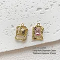 Golden alloy pendant with pink faceted gemstone for DIY jewelry making 15x22mm - 434# Gold - Pink Zirconia