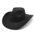 Classic black wool felt wide brim jazz hat with rolled edges and a pinched crown style - Black / M (56-58cm)