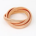 Macro shot of rose gold triple-layered coiled bracelet with ribbed snake scale texture - Rose Gold / 20cm (Inner Diameter 6.2cm)