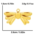 Detailed size chart of gold 304 stainless steel bow pendant with dimensions and weight - Large 3D Bow / Gold