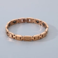 Minimalist rose gold tungsten magnetic health bracelet with black germanium stone inserts - Rose Gold (KB186834-TS)