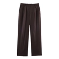 Modische dunkelbraune Hose mit hoher Taille und weitem Bein für Damen mit Falten-Design - XS / Pants