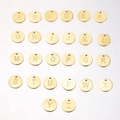 Set of 26 golden stainless steel 12mm round alphabet charms with A-Z engraved letters - Letter Y / 12mm / Gold