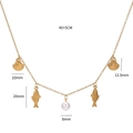 Gouden stalen ketting met schelp, vis hanger en 8mm parel, lengte 40+5cm verstelbaar - SARDELA Ketting (Goud)