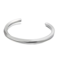 Vintage C-shaped twisted open bangle made of silver-tone titanium steel in a geometric design - Silver (KB136769)