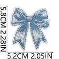 Detail of blue and white embroidered bow patch with measurement dimensions in inches - Two-Tone Bowknot