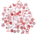 Ciondoli farfalla e fiori in acrilico rosa traslucido per gioielli fai-da-te 12-41mm - Circa 110g/Confezione / Rosso Traslucido