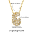 Detail of gold letter C pendant with zircon inlay and product size measurements - Letter C Style (KN0422-C)