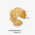 Anillo ajustable de acero inoxidable dorado con textura martillada para mujer moda - Textura Martillada (ZN108) / Dorado