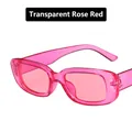 Minimalist rectangular punk sunglasses with transparent rose red frame and lenses - Transparent Rose Red
