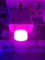 Creative warm white USB night light plugged into a white power adapter in a bedroom setting - Pink