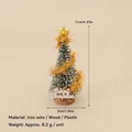Miniature flocked Christmas tree with gold star and wooden base for DIY holiday decor - No.61 - 11cm Mini Tree with Gold Decor