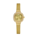 Orologio dorato quadrato da donna con lunetta in cristallo e cinturino in metallo - Oro champagne