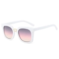 Retro vierkante zonnebril met wit montuur en paarse gradiënt lenzen voor dames - Wit Frame Grijs Roze Lens