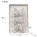 Lot de 3 ornements papillons en maille blanche avec paillettes dorées et plumes - Style B / Bleu foncé