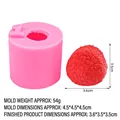 Pink silicone lychee fruit mold with red wax replica showing mold and product dimensions - 1# (B1128) / Pink