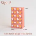 Cartoon tulip floral gift bag set with 6 paper bags and 6 stickers for Children's Day - Style E / 6 Bags + 6 Stickers