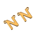 Pendentif lettre N poli en acier inoxydable plaqué or 18k pour bijoux DIY - Or - Lettre N / Ensemble de 20 Pièces