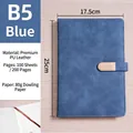 Blue B5 business notebook with premium PU leather cover and golden magnetic buckle - B5 (With Buckle / 100 Sheets) / Blue