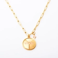 Collana a graffetta dorata con ciondolo rotondo Virgo e charm stella rosa - Vergine