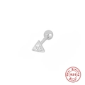 Macro de puce d'oreille triangle en argent 925 avec trois pierres claires et fermoir à vis - Triangle Zirconia Unique / Argent