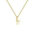 Golden heart-shaped V-letter pendant necklace with elegant box chain for women - Letter V (XL-82-4)