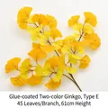 Artificial two-tone yellow ginkgo branch with 45 glue-coated leaves for decor, 61cm - Two-tone Glue-coated Ginkgo Leaf Style E