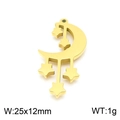 Colgante borla de estrella y luna en acero titanio dorado 25x12mm para bisutería - Color Dorado (KLJ7792-Z)