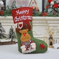 Weihnachtsstrumpf grün mit niedlichem Plüsch-Rentier Urlaubsdekoration Geschenktüte - Frohe Weihnachten Rentier Strumpf