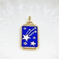Macro detail of gold tarot card pendant featuring The Star design and blue enamel finish - The Star - Dark Blue (Pendant Only)