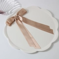 Barrette à cheveux élégante en satin champagne doré avec double nœud et rubans - Khaki