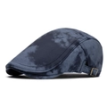 Navy blue tie-dye newsboy cap with adjustable metal buckle and warm cotton fabric - Adjustable / Navy Blue