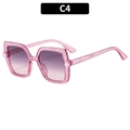 Kids square pink glitter sunglasses with pearls and gradient lenses, C4 color variant - C4-Transparent Pink Frame Gray Pink Lens