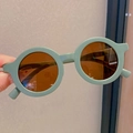 Kids round frame sunglasses in Morandi green with brown lenses and minimalist style - 1001 Green (Round)