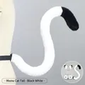 Cosplay plush cat tail accessory in black and white with an adjustable waist belt - One Size / Meow Cat Tail-White Black