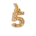 Detailed view of a gold-plated number 5 pendant set with sparkling white zircons - Number 5 / Gold