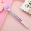 Purple glitter quicksand pen featuring a pink butterfly topper and cute lettering - Butterfly Purple