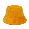 Macro shot of thick ginger yellow plush bucket hat material with soft furry texture - M (56-58cm) / Turmeric