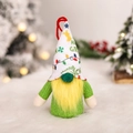 Gnomo di Natale Grinch verde con cappello Merry Grinch e barba di peluche gialla - Cappello Bianco con Motivo a Luci Colorate