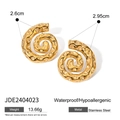 Orecchini a cerchio a spirale in acciaio inossidabile placcato oro 18k martellato - Orecchini a Bottone a Spirale Martellata Oro (JDE2404023)