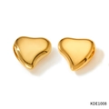 Golden heart-shaped stainless steel stud earrings with a polished metallic finish - Gold Style (KDE1008)