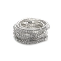 Elegant multi-strand silver stretch bracelet with 2.0mm sparkling rhinestones - Silver Multi-layer Wrap White Rhinestone
