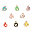 DIY jewelry 8-piece set of colorful enamel gold b-shaped pendants in diverse vibrant colors - Letter O / Black