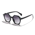 Retro geometric black sunglasses with purple gradient lenses and silver accents - Black Frame Double Gray Lens