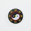 Traditional Tai Chi Bagua clock face component with red accents and gold center - Tai Chi Bagua Style